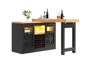 Îlot de cuisine 3-en-1 extensible et pivotant 120-197x40x72 cm noir