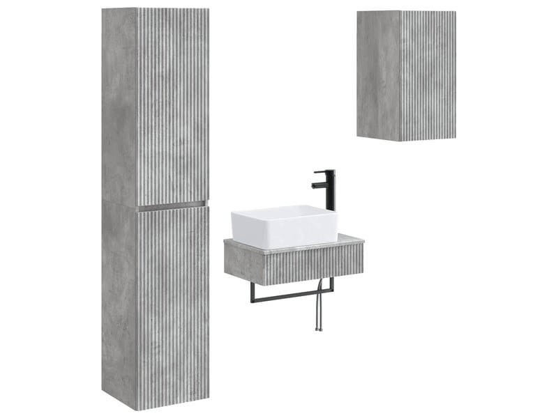  Ensemble de mobilier de salle de bain 3 pc gris béton cf64385  - Conforama A