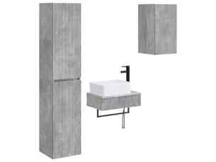 Ensemble de mobilier de salle de bain 3 pc gris béton cf64385