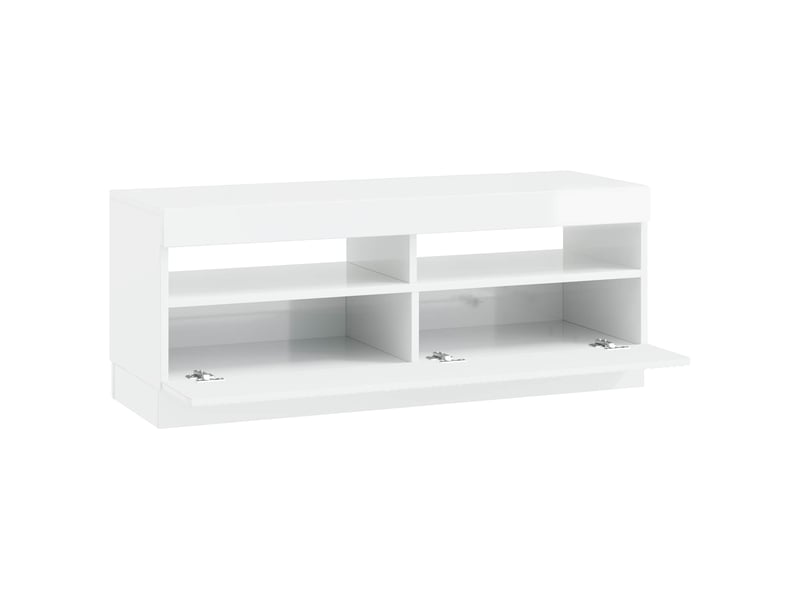 Meuble tv - banc tv - meuble de rangement led blanc brillant bois d'ingénierie - Conforama E