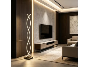 Lampadaire led design spirale double hélice 28w 1960 lm dimmable interrupteur pied noir 140 cm
