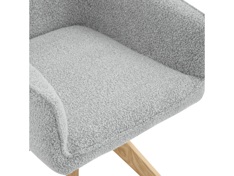 Lot de 2 chaises pivotantes 360° – style wabi-sabi, tissu gris motif losange, pieds bois, cadre carré – cuisine nordique - Conforama E