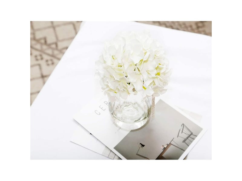  Lot de 6 grands hortensias en soie artificiels (blancs) avec des tiges de bandeau de faux hortensias blancs pour les centres de table de jardin de  - Conforama D