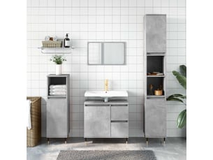 Armoire de salle de bain, meuble de rangement gris béton 65x33x60 cm shl3209