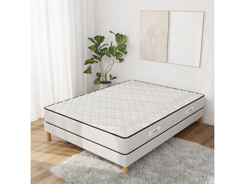 Cache-Sommier Daim Synthétique Blanc 160x200x37cm - Élastique Trois Côtés