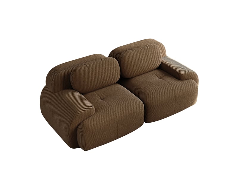  Canapé modulable modenvie 2 places sans cadre en velours côtelé marron 208 x 103 x 70 cm  - Conforama A