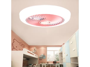 Ventilateur de plafond sans pales rose avec lumière led dimmable, télécommande 3 couleurs et 6 vitesses pour chambre et salon