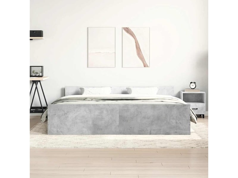 Lit double- lit adulte -  cadre de lit sans matelas gris béton 180x200 cm  - Conforama B
