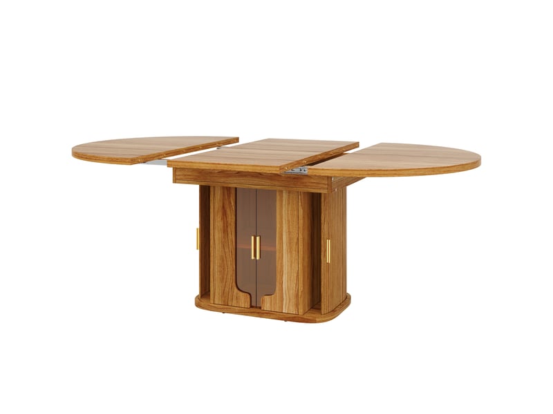  Table à manger extensible,118-158x118x77 cm,avec rangement,mdf,coloris noyer  - Conforama D
