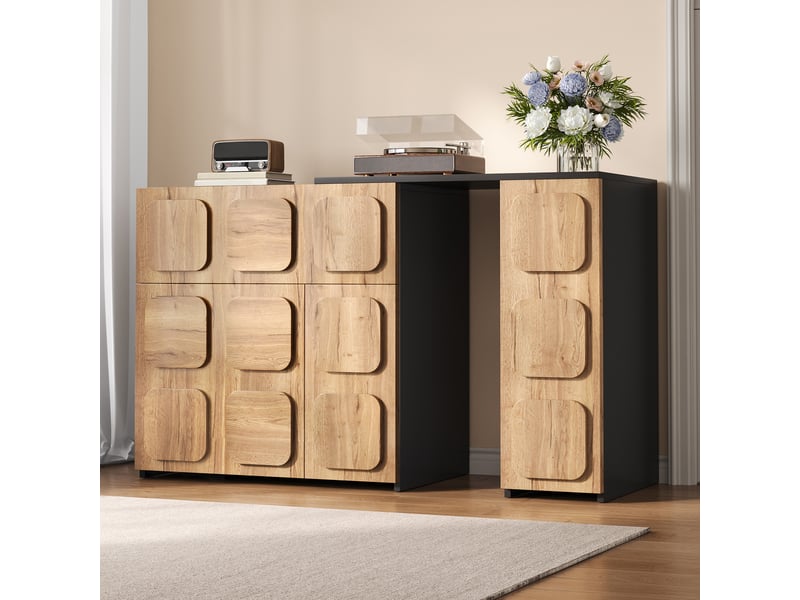  Buffet et enfilade modulaire avec rangement ouvert et fermé, push-to-open, pour salon, salle à manger et bureau  - Conforama B