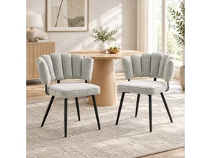 Lot de 2 chaises de salle à manger,60x48x80 cm,tissu bouclé,gris clair