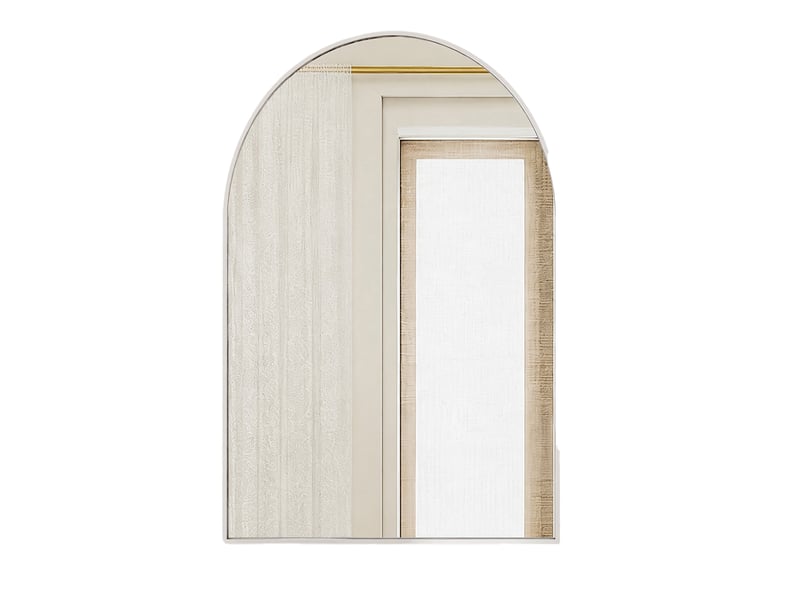  Miroir mural arqué 91x61 cm avec cadre blanc, verre trempé , miroir mural haute définition, pour chambre, salle de bain et entrée  - Conforama A