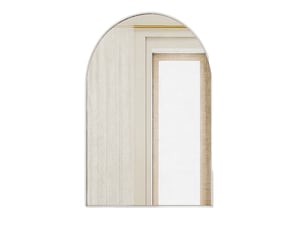 Miroir mural arqué 91x61 cm avec cadre blanc, verre trempé , miroir mural haute définition, pour chambre, salle de bain et entrée
