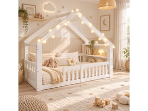 Lit cabane 90x190 cm coloris blanc