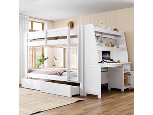 Lit mezzanine 140x200 cm <strong>STILVORA</strong>  <strong></strong> coloris blanc