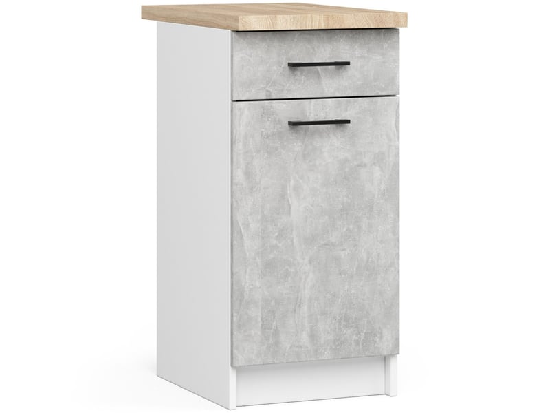  Ensemble de cuisine akord oliwia g1 blanc 180 cm 6 portes 1 tiroir façade béton 6 étagères 180x46x174 cm Oliwia G1 1.8M - Conforama B