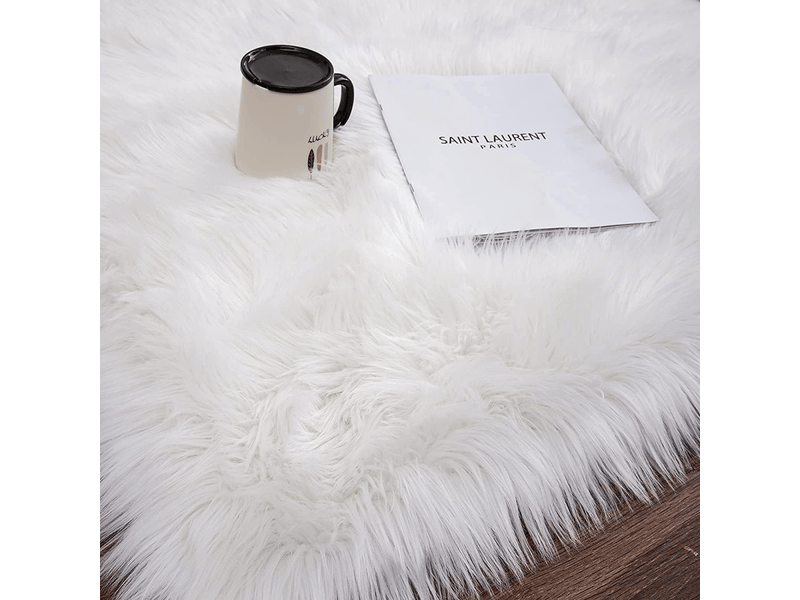  (60x90cm, blanc)cozy sensation comme véritable laine tapis en fourrure synthétique, man-made luxe laine tapis de canapé coussin ISG001302 - Conforama E