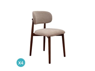 Lot de 4 chaises en bois de chêne noyer rembourrées en beige
