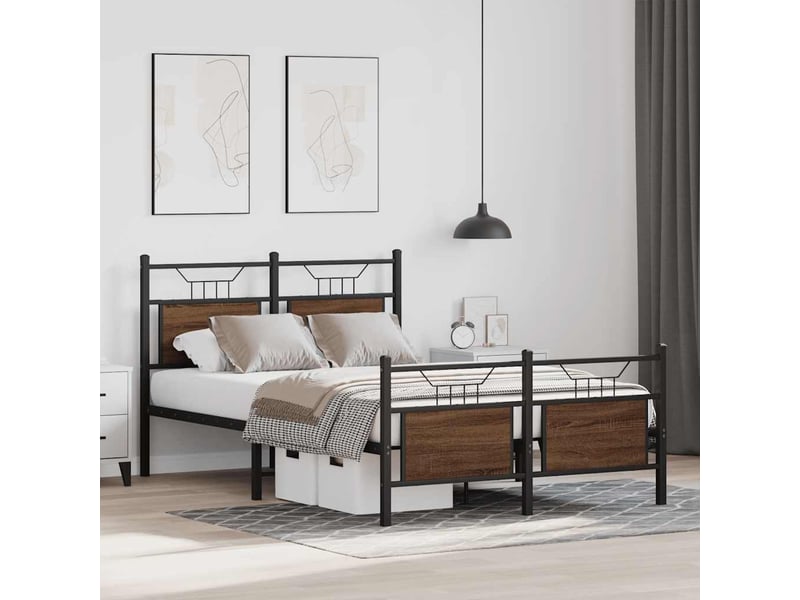  Lit double- lit adulte -  cadre de lit sans matelas chêne marron 120x190 cm  - Conforama D