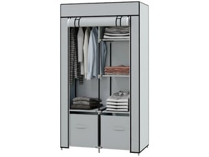 Armoire en tissu gris clair pliante avec penderie et 5 étagères, 83x42,5x162,5 cm