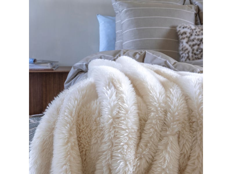  Plaid fausse fourrure écru 150x200 bear  - Conforama C