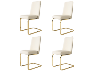 Lot de 4 chaises de salle à manger,avec pieds métal doré,velours,beige