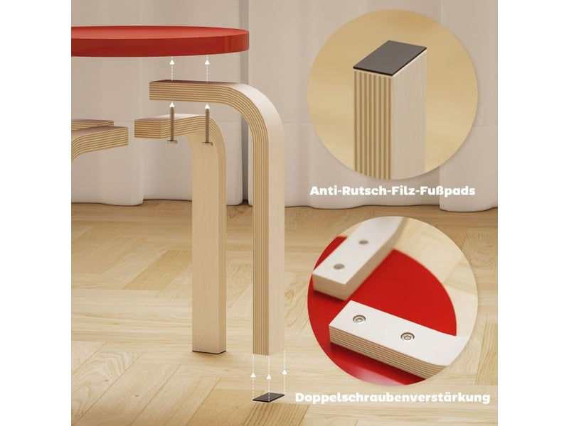  Chaise empilables patins feutre contreplaqué de bouleau laqué multicolore  - Conforama D