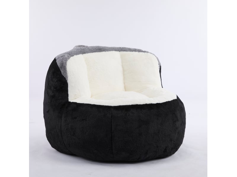  Fauteuil poire 106x110x77 cm avec rembourrage en mousse déchiquetée, imitation fourrure, multicolore  - Conforama A