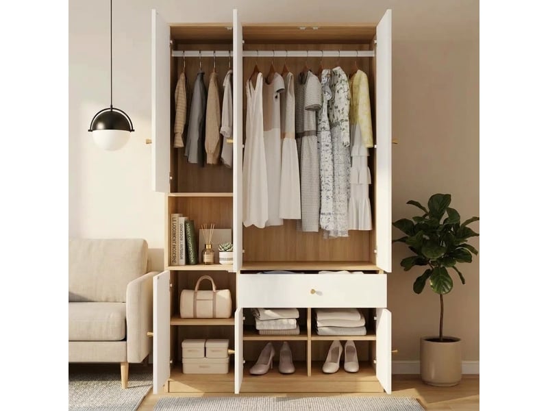  Armoire penderie grise 70x50x200 cm avec tringle et 10 étagères  - Conforama C