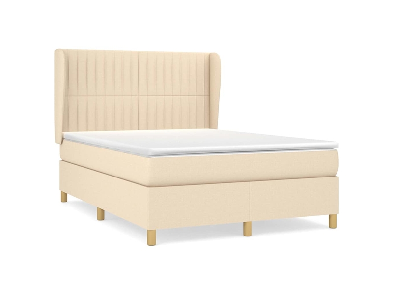  Literie sommier à lattes matelas tissu crème confortable adulte couchage 140x190 cm chambre  - Conforama A