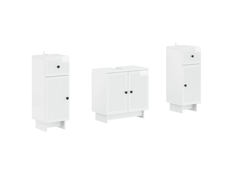  Ensemble de meuble de salle de bain 3 pièces ede blanc brillant cf63404  - Conforama A