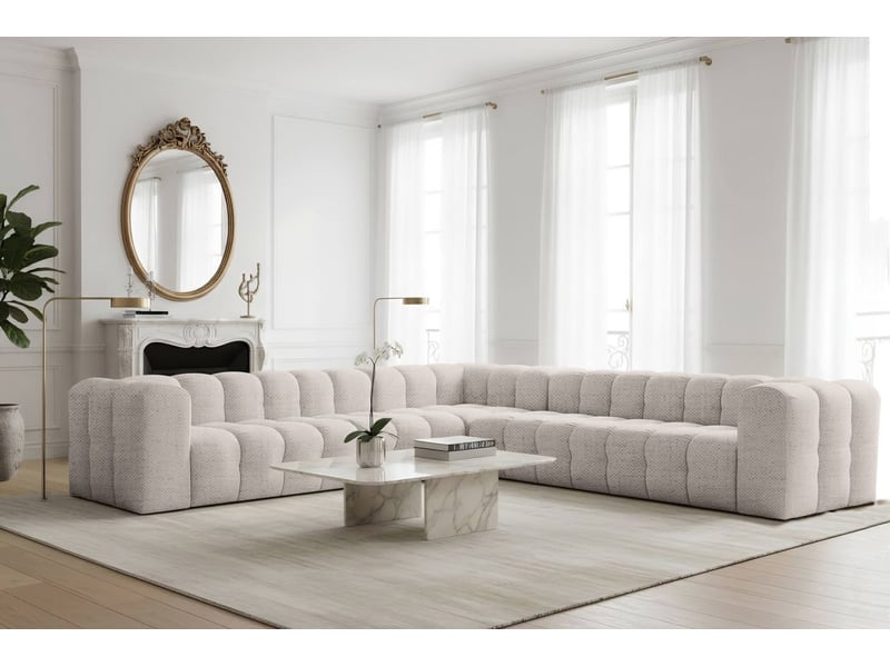  Canapé d'angle réversible miloe 8 places en tissu - blanc MILOE - Conforama B