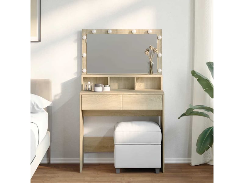 Coiffeuse, table de maquillage avec led chêne sonoma 80x41x134,5 cm - Conforama B