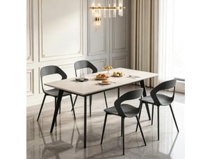 Chaise de salle à manger lot de 4 avec dossier ergonomique ajouré et pieds métalliques en polypropylène gris