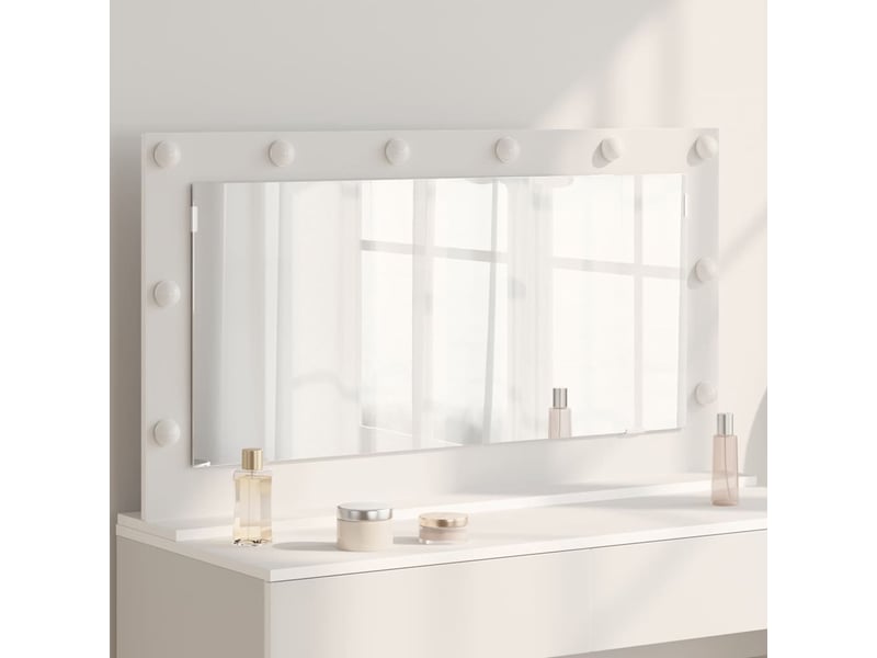 Miroir de vanité, miroir de coiffeuse blanc 100 x 55 x 18 cm verre et bois composite cf62736 - Conforama B
