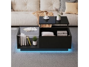 Table basse rectangulaire coloris noir - 50 cmx100 cm