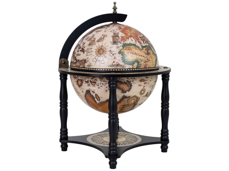  Meuble porte-bouteilles globe terrestre blanc l41,6 x 56 h cm  - Conforama B