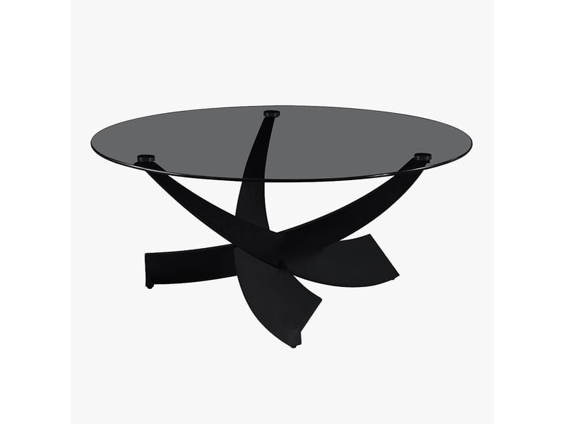  Table basse en verre teinté pieds croisés noir  - Conforama C
