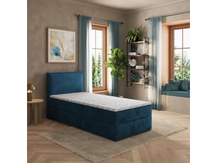 Lit avec rangement 90x200 cm <strong>MASSENO</strong>  <strong></strong> coloris bleu