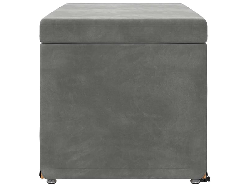  Tabouret bas, ottoman gris foncé 81x41x40 cm velours et bois composite  - Conforama E