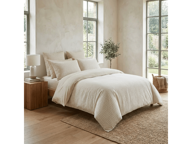  Housse de couette reversible 140x200 cm gaze de coton vickie naturel PD25036 - Conforama B