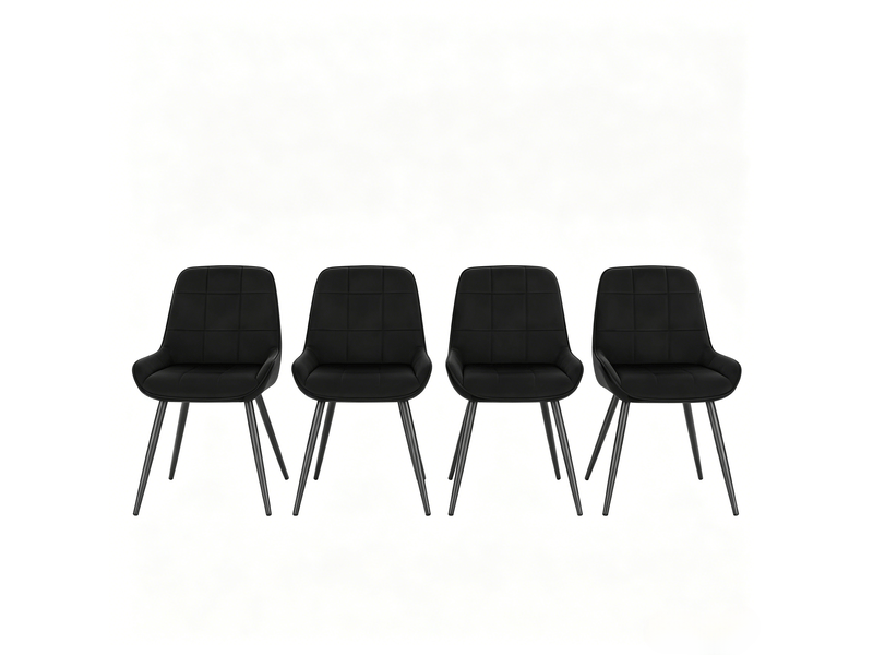 Lot de 4 chaises de salle à manger,43x52,5x81,5 cm,réglables,velours,noir - Conforama A