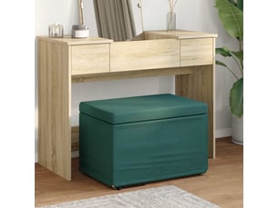 Tabouret bas, ottoman vert foncé 61x41x40 cm tissu et bois stratifié