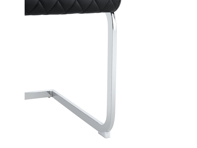  Chaises de salle à manger 2 pièces, motif losange noir, dossier haut + assise rembourrée, cadre métal argenté, antidérapant et résistant, idéal pour restaurant  - Conforama E