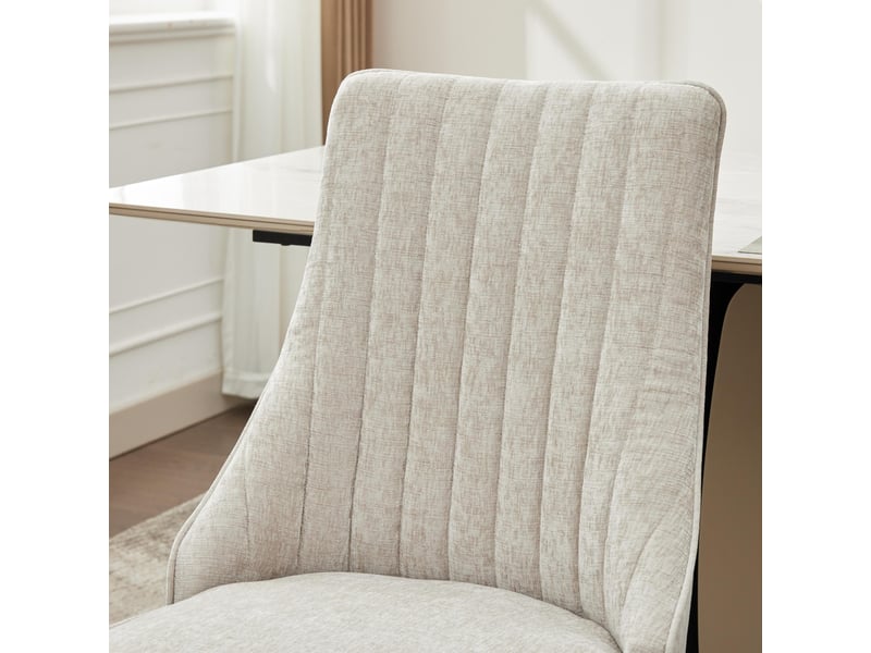  Lot de 2 chaises salle à manger en tissu chenille - piètement métal, design moderne et confort sur coforama  - Conforama D