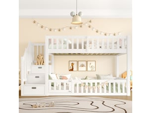 Lit avec rangement 90x200 cm 252x95x130cm coloris blanc