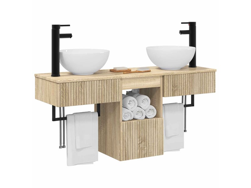  Ensemble de mobilier de salle de bain 3 pc chêne sonoma cf64372  - Conforama C