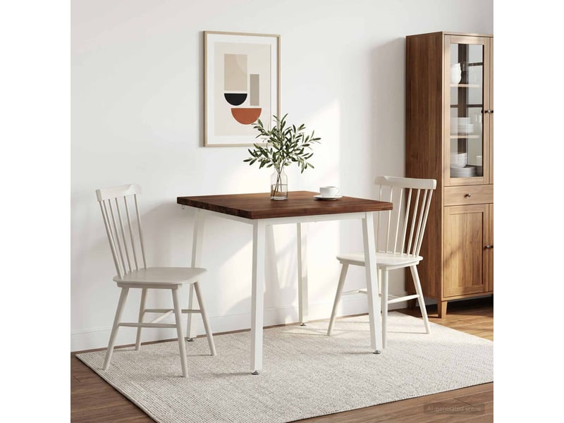 Table à manger 70x70x75 cm bois d'acacia massif marron foncé et blanc shl68915 - Conforama B