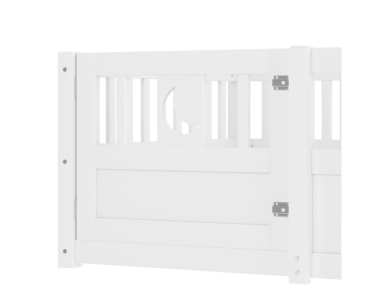  Lit enfant à barrières 90x190 cm en pin blanc avec décor étoiles et lune  - Conforama R