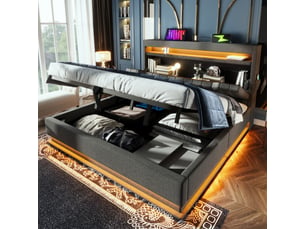 Lit coffre 140x190 cm <strong>STILVORA</strong>  <strong></strong> coloris gris